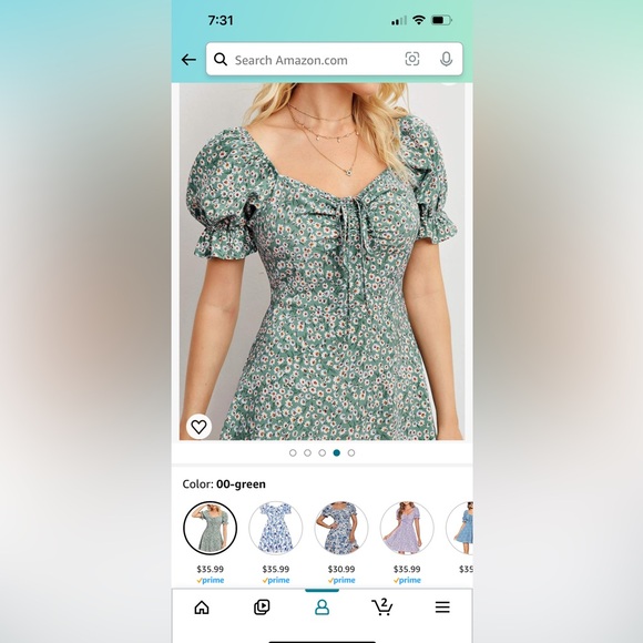 Women's Floral Puff Short Sleeve Ruched A Line Dress V Neck Ruffle Mini Dress - Picture 3 of 9